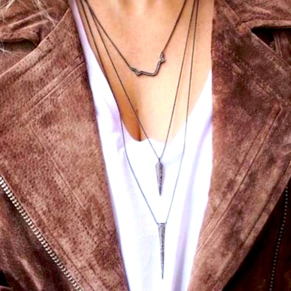 Stella & Dot | Gunmetal Hematite Black Pavé Versatile 3-in-1 Necklace Re… - Picture 1 of 13
